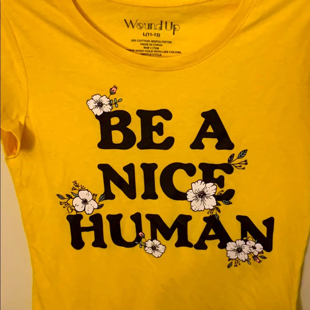 Yellow text shirt